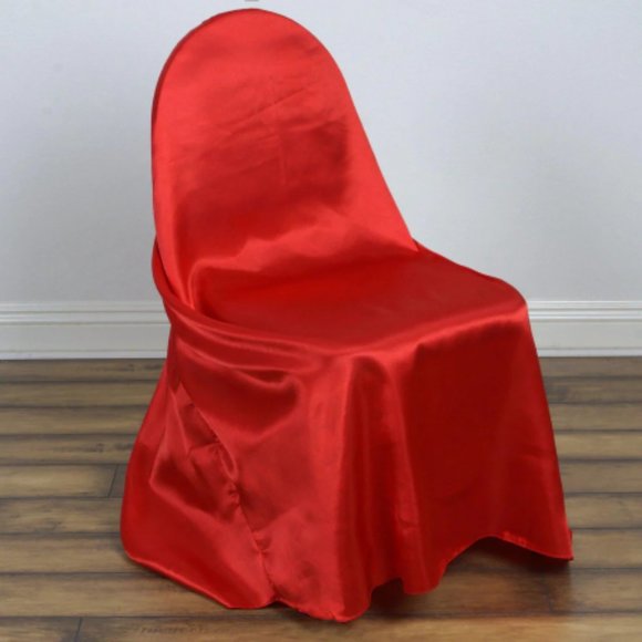 Red Universal Satin 300 Chair Cover - Picture 2 of 3